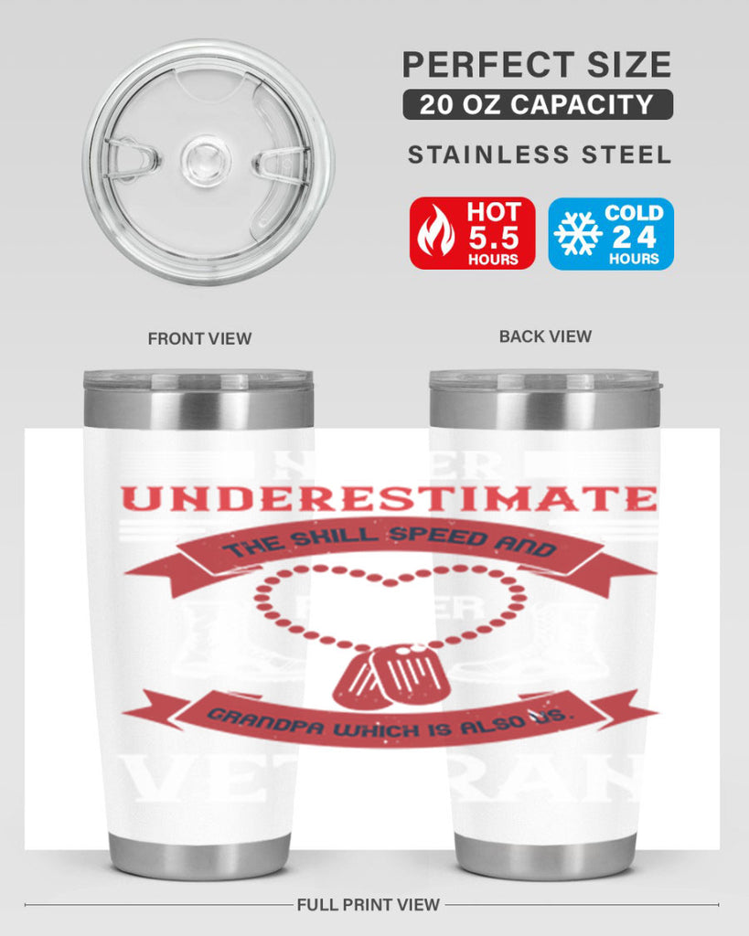 never underestimate the skill speed and power of a grandpa a which is also us veteran 44#- Veterns Day- Tumbler