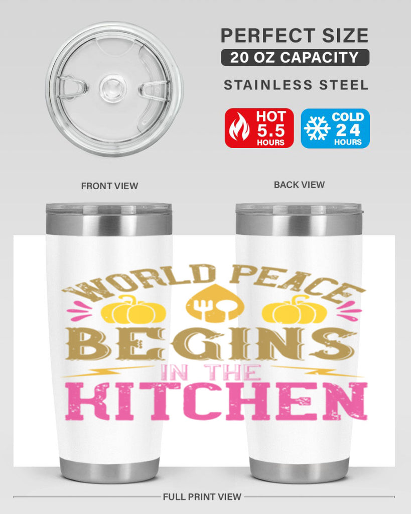 world peace begins in the kitchen 7#- vegan- Tumbler
