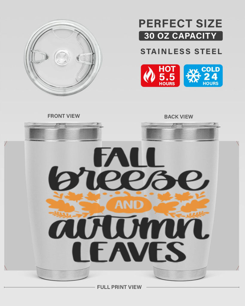 Fall Breezy And Autumn Leaves 482#- fall- Tumbler