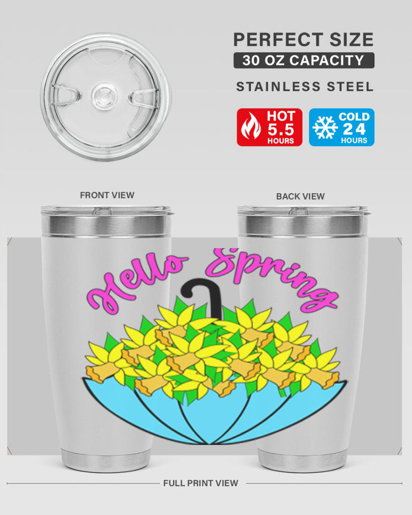 Hello Spring Umbrella Daffodils207#- spring- Tumbler