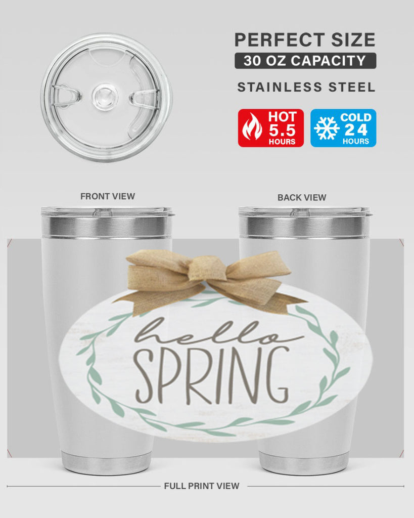 Hello Spring Wreath leaves Mockup209#- spring- Tumbler