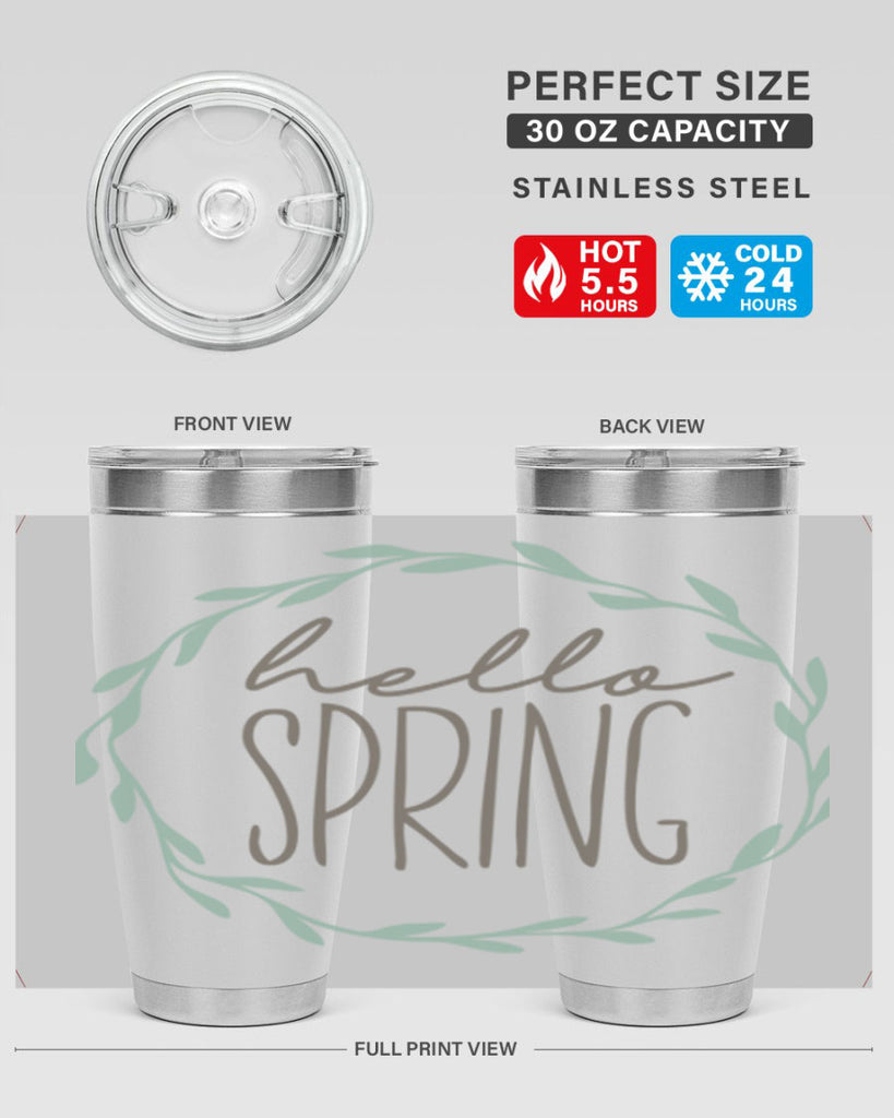 Hello Spring Wreath leaves210#- spring- Tumbler