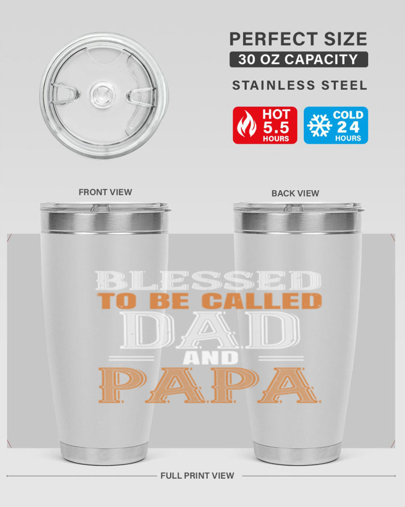 blessed to be called dad and papa 45#- grandpa - papa- Tumbler
