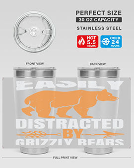 easily distracted by grizzly bears 1#- Bears- Tumbler