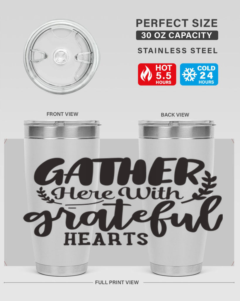 gather here with grateful hearts 62#- thanksgiving- Tumbler