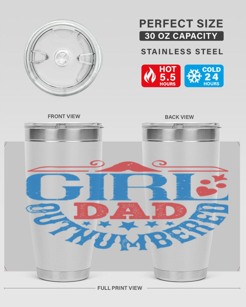 girl dad outnumbered 219#- fathers day- Tumbler