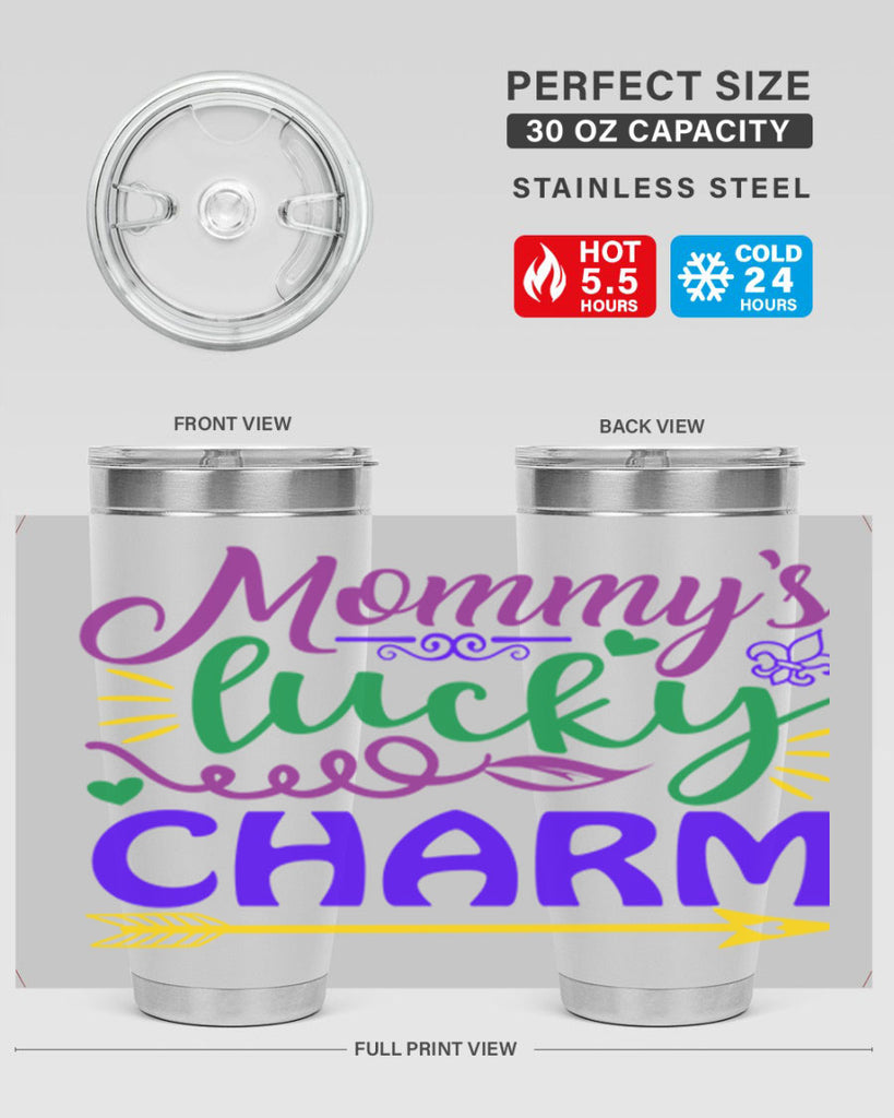 mommys lucky charm 6#- mardi gras- Tumbler