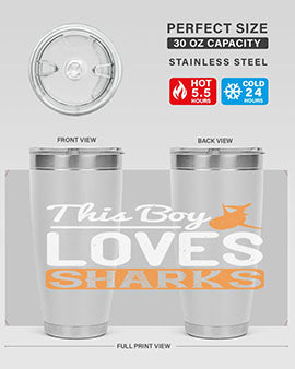 this boy loves sharks Style 14#- shark  fish- Tumbler