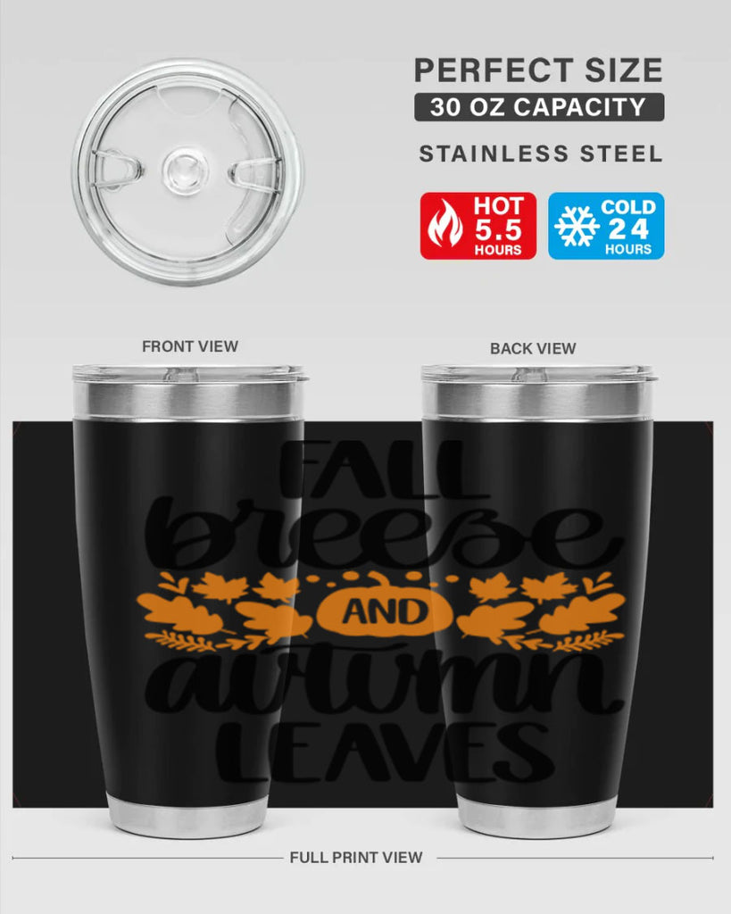 Fall Breezy And Autumn Leaves 482#- fall- Tumbler