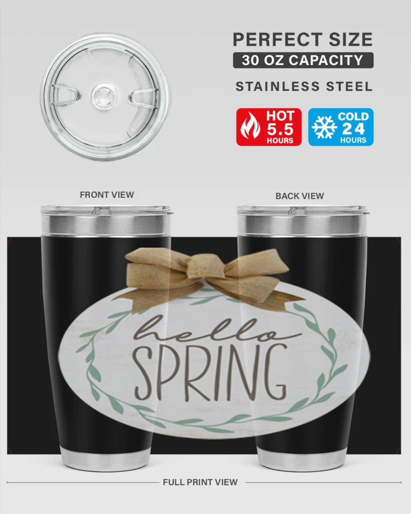 Hello Spring Wreath leaves Mockup209#- spring- Tumbler