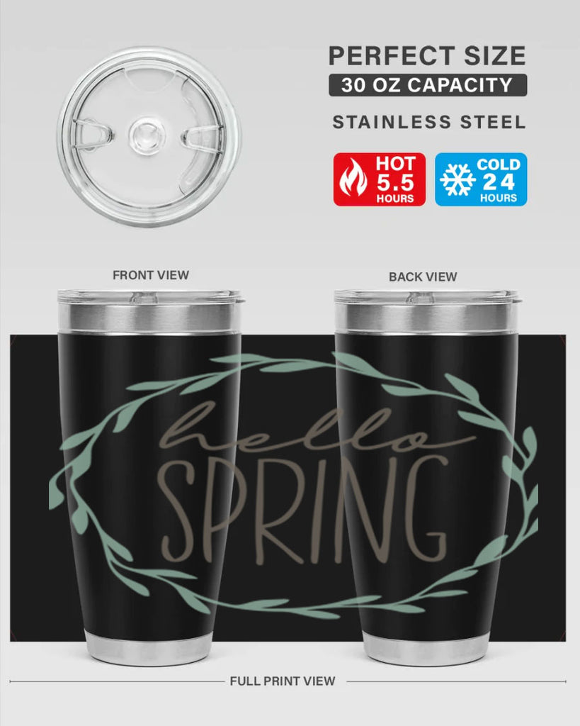 Hello Spring Wreath leaves210#- spring- Tumbler