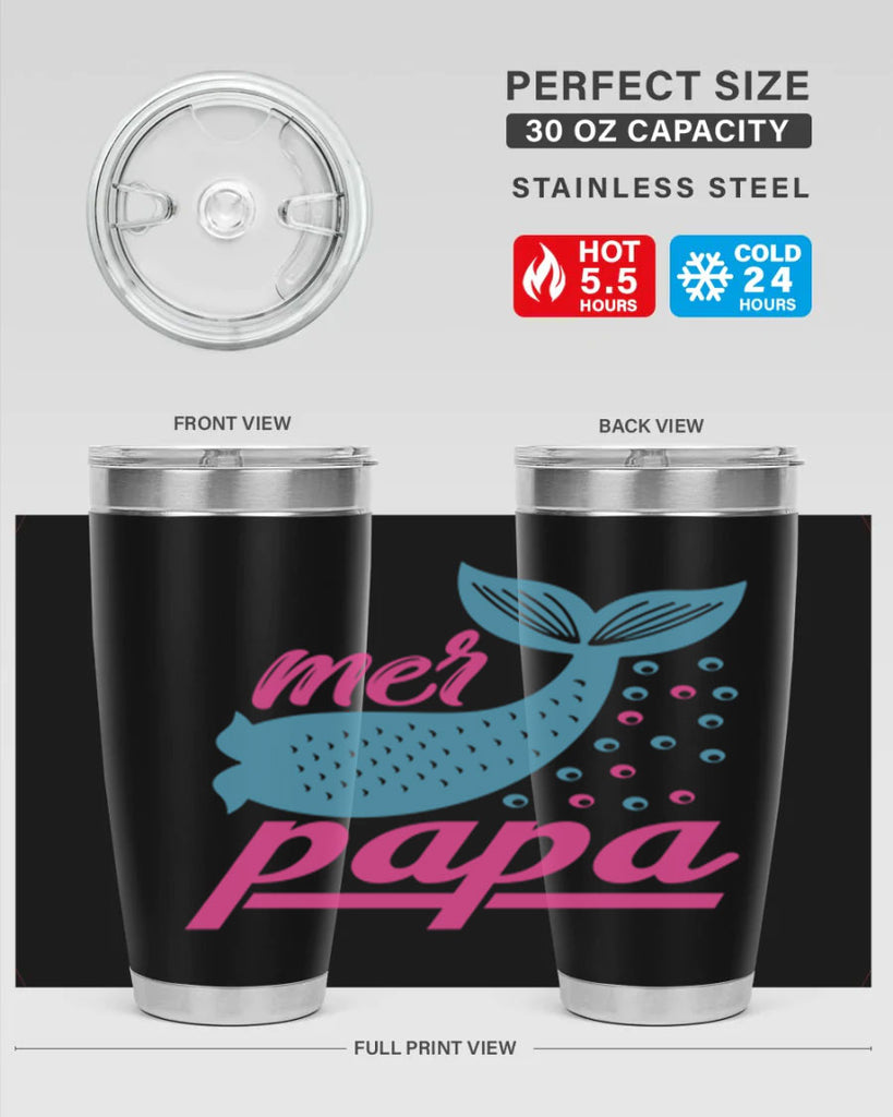 Mer Papa 344#- mermaid- Tumbler