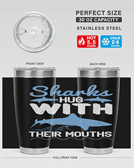Sharks hug with their mouths Style 22#- shark  fish- Tumbler