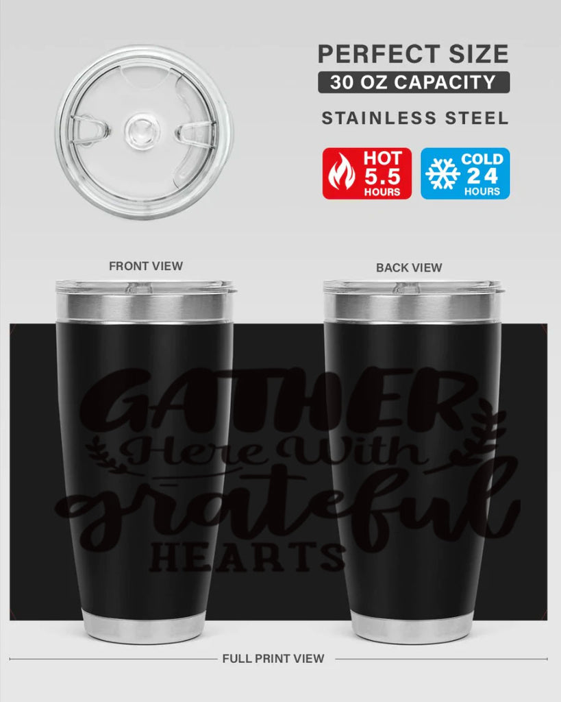 gather here with grateful hearts 62#- thanksgiving- Tumbler