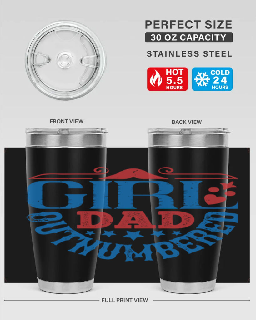 girl dad outnumbered 219#- fathers day- Tumbler