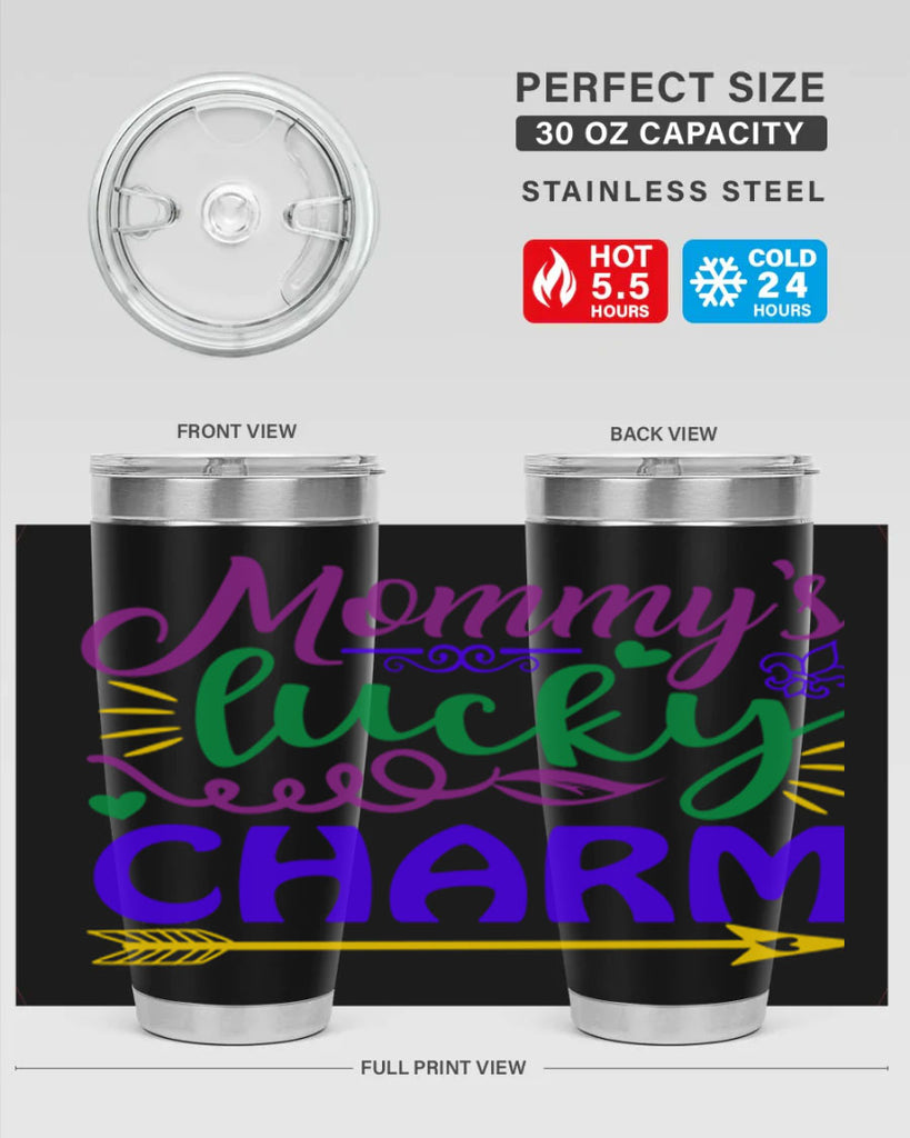 mommys lucky charm 6#- mardi gras- Tumbler