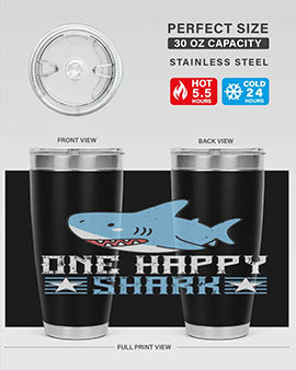 one happy shark Style 50#- shark  fish- Tumbler
