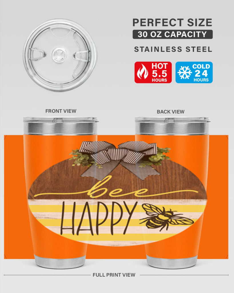 Bee Happy yellow stripes Mockup28#- spring- Tumbler