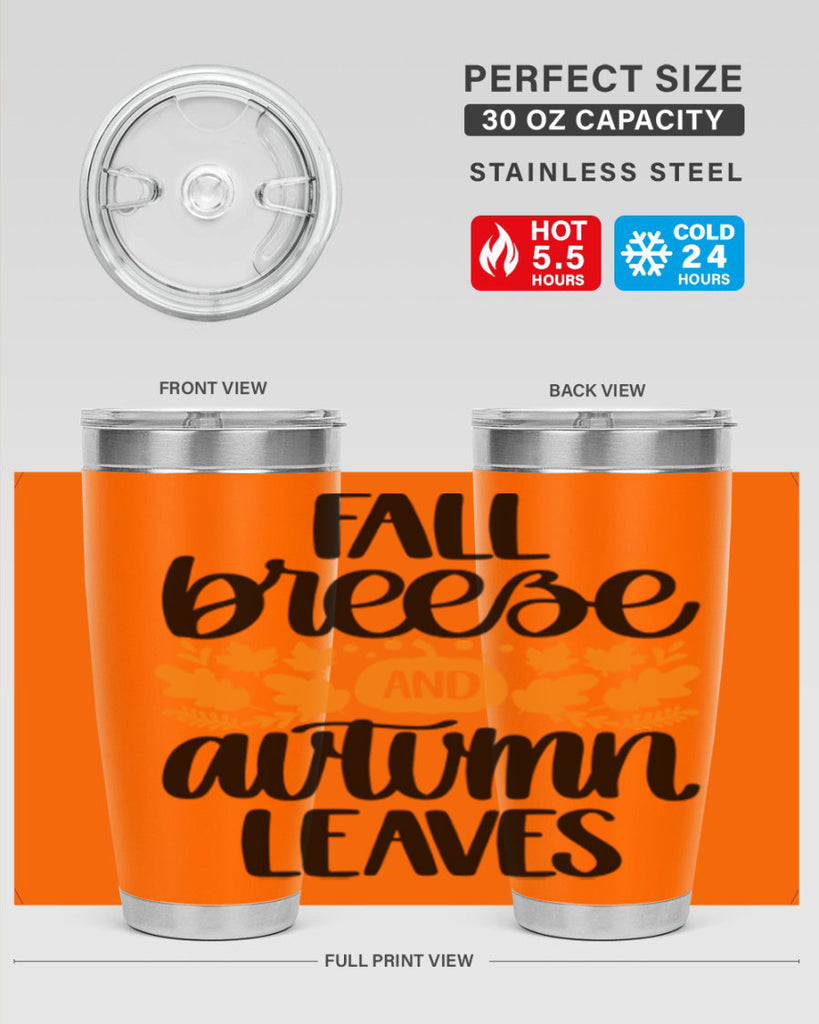 Fall Breezy And Autumn Leaves 482#- fall- Tumbler