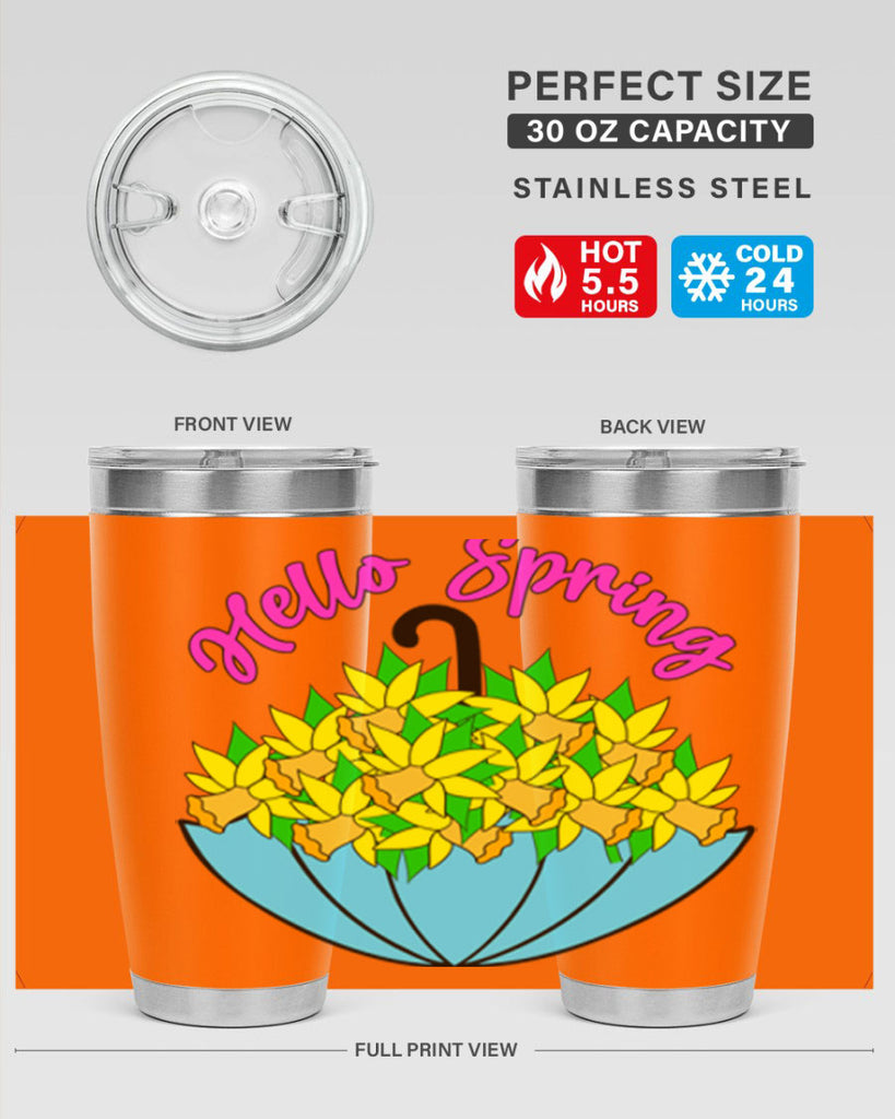 Hello Spring Umbrella Daffodils207#- spring- Tumbler