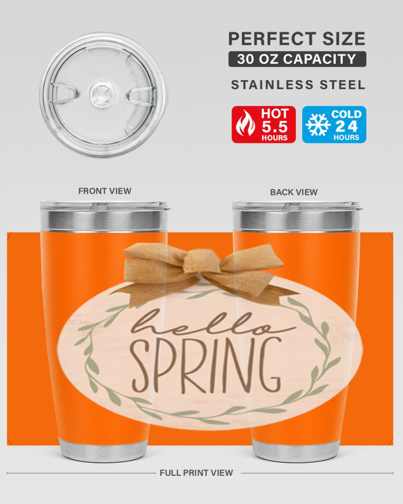Hello Spring Wreath leaves Mockup209#- spring- Tumbler