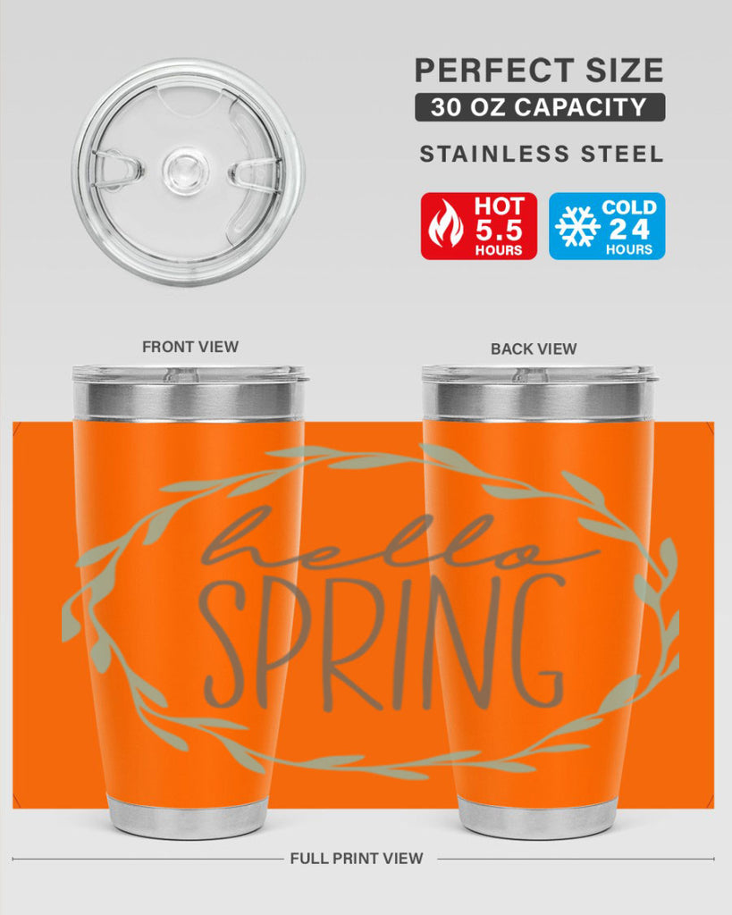 Hello Spring Wreath leaves210#- spring- Tumbler