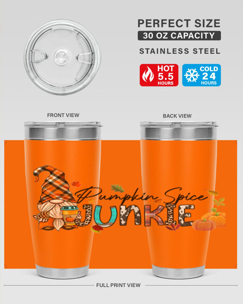 PumpkinSpiceJunkieFallGnome 567#- fall- Tumbler