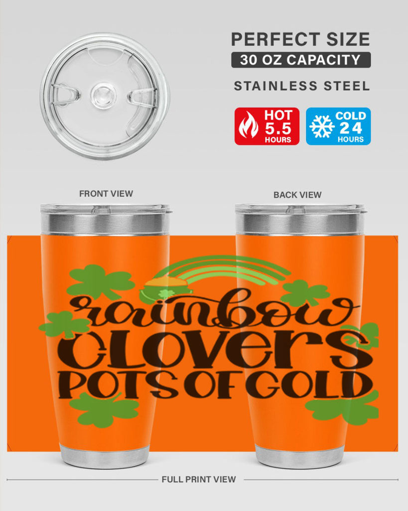 Rainbow Clovers Pots Of Gold Style 35#- St Patricks Day- Tumbler