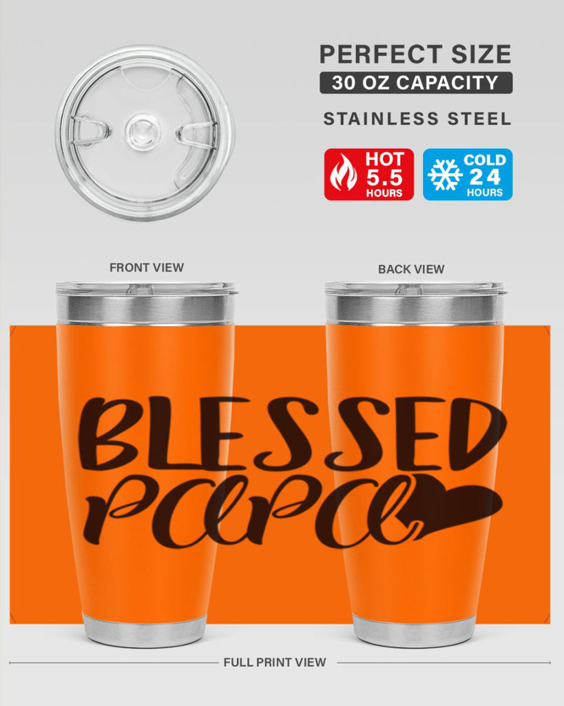 blessed papa 70#- grandpa - papa- Tumbler