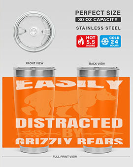 easily distracted by grizzly bears 1#- Bears- Tumbler