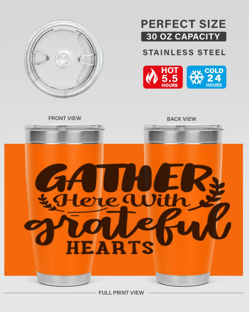 gather here with grateful hearts 62#- thanksgiving- Tumbler