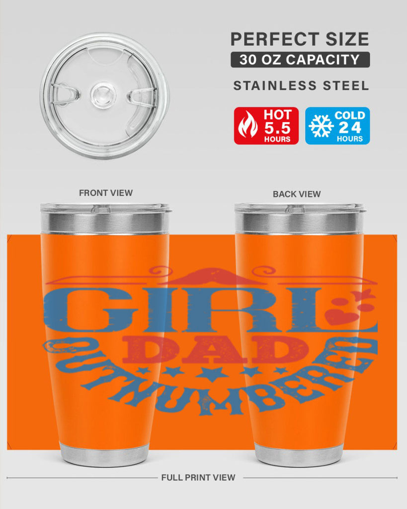 girl dad outnumbered 219#- fathers day- Tumbler