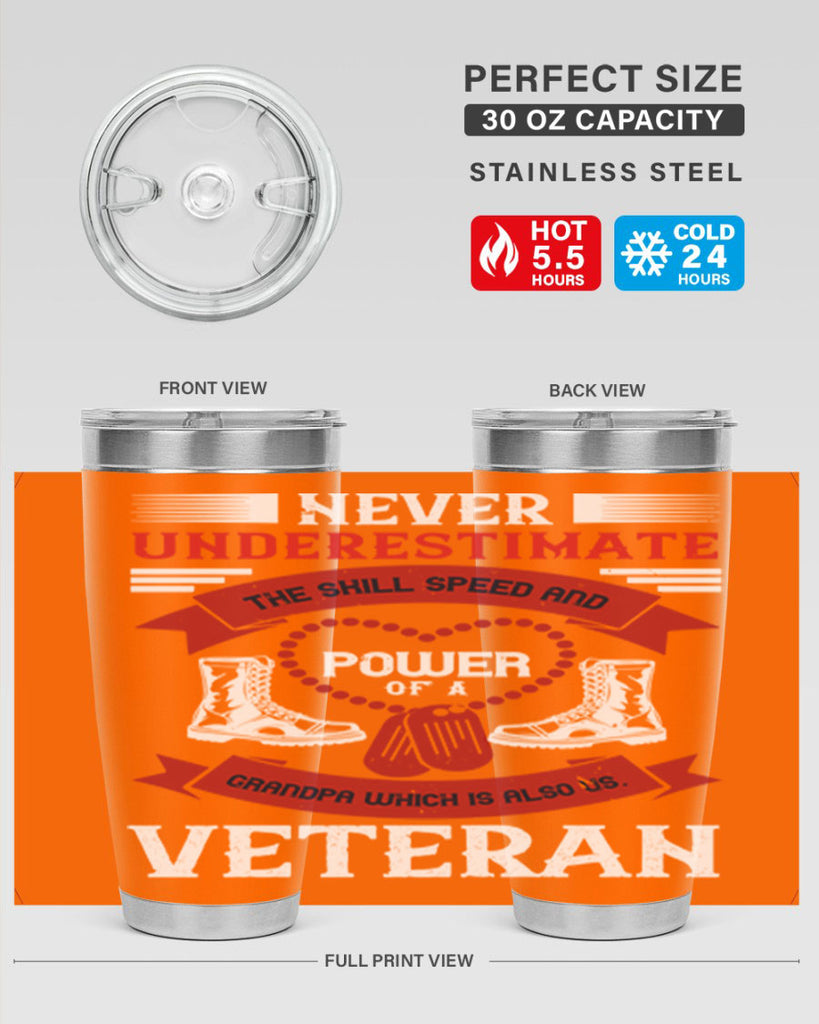 never underestimate the skill speed and power of a grandpa a which is also us veteran 44#- Veterns Day- Tumbler