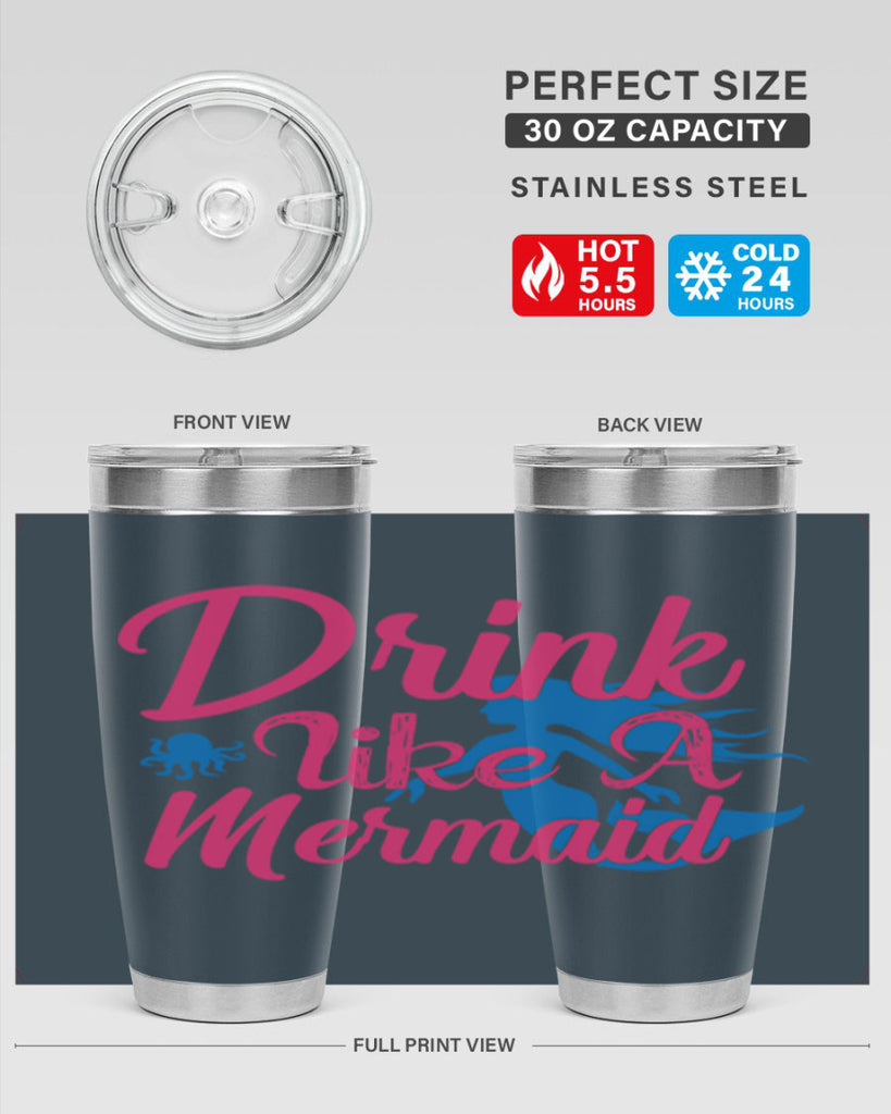 Drink Like A Mermaid 140#- mermaid- Tumbler