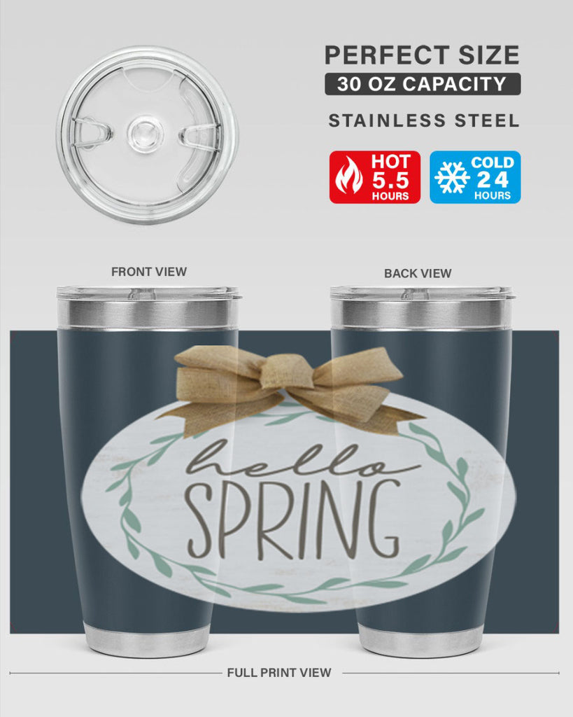 Hello Spring Wreath leaves Mockup209#- spring- Tumbler