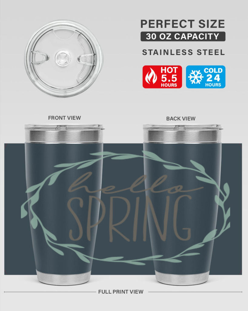 Hello Spring Wreath leaves210#- spring- Tumbler