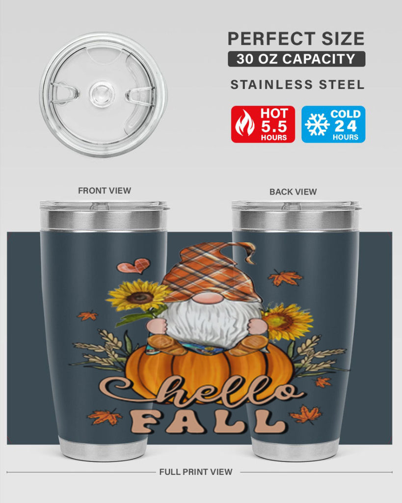 HelloFallAutumnGnome 298#- fall- Tumbler