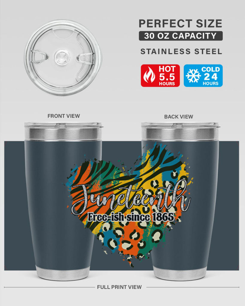 Juneteenth Freeish Since 1865 Heart Png 38#- Juneteenth- tumbler