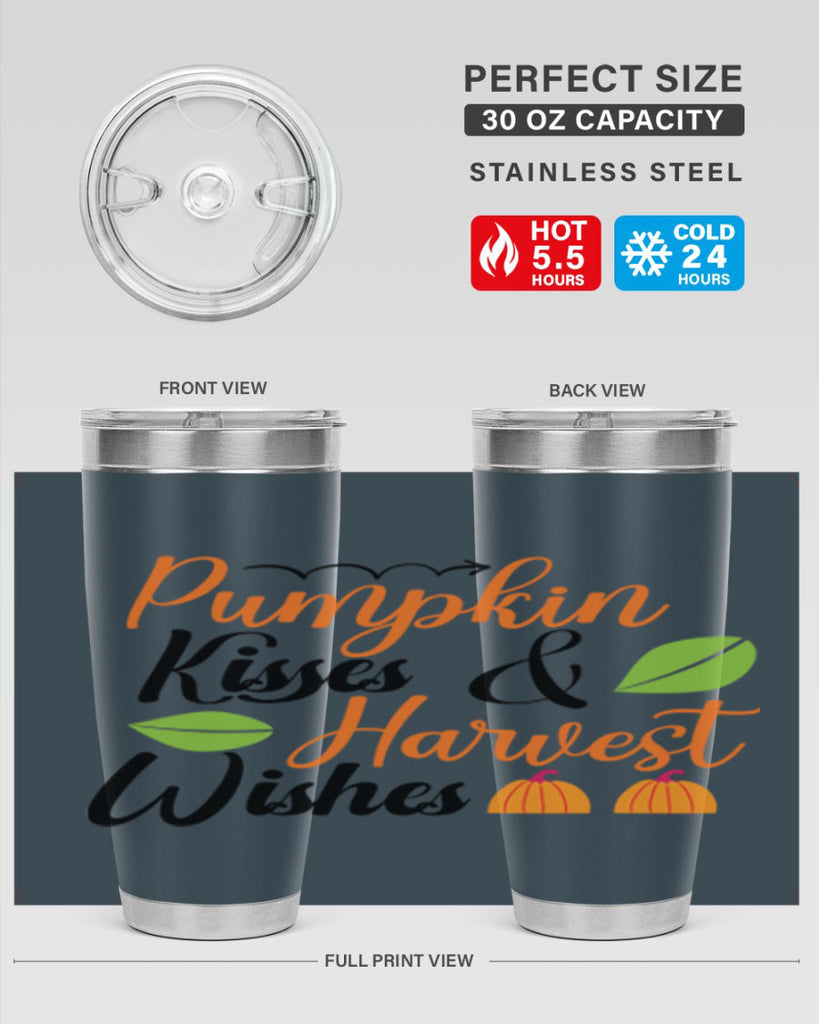 Pumpkin Kisses Harvest Wishes 523#- fall- Tumbler