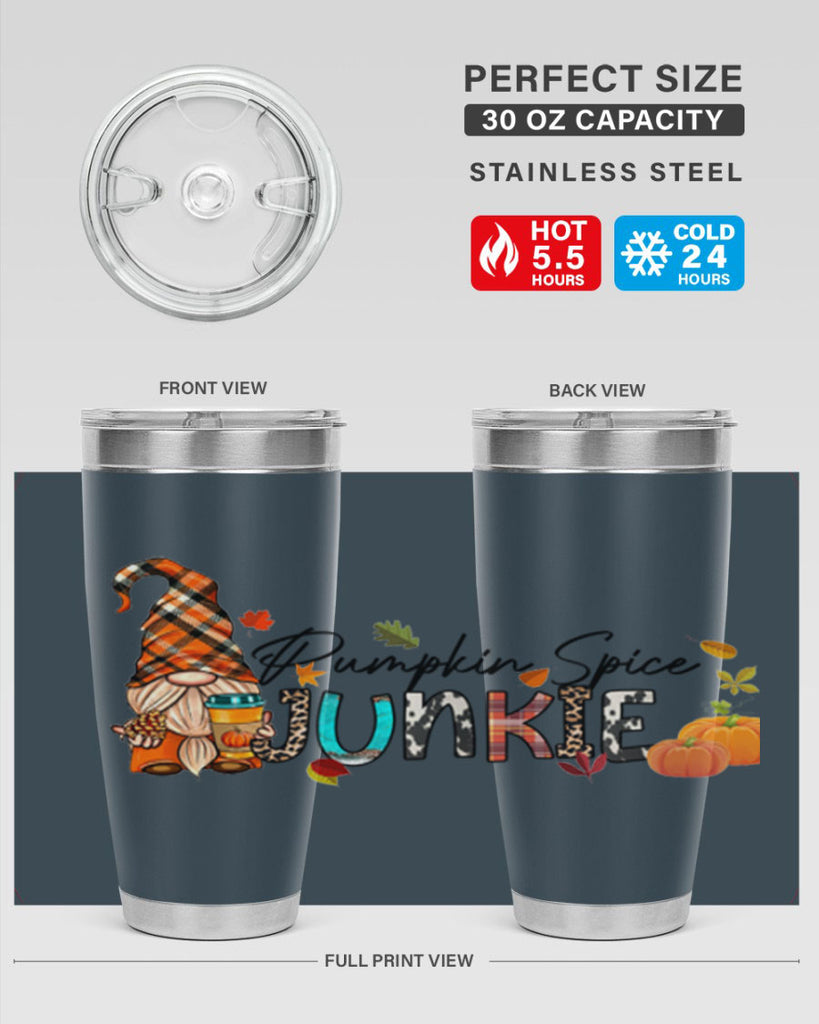 PumpkinSpiceJunkieFallGnome 567#- fall- Tumbler
