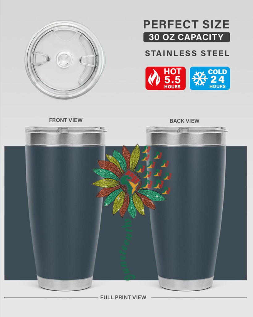 Sunflower Fist Juneteenth Black History 24#- Juneteenth- tumbler