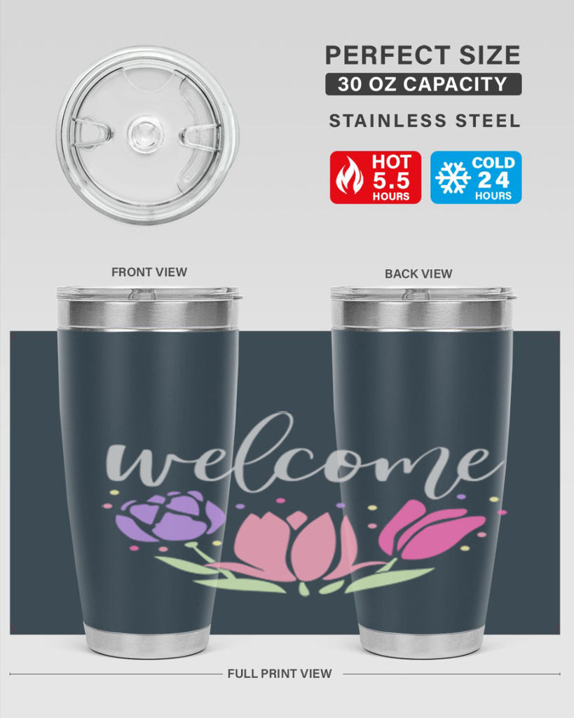 Welcome three flowers587#- spring- Tumbler