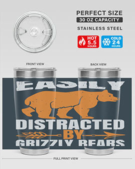 easily distracted by grizzly bears 1#- Bears- Tumbler
