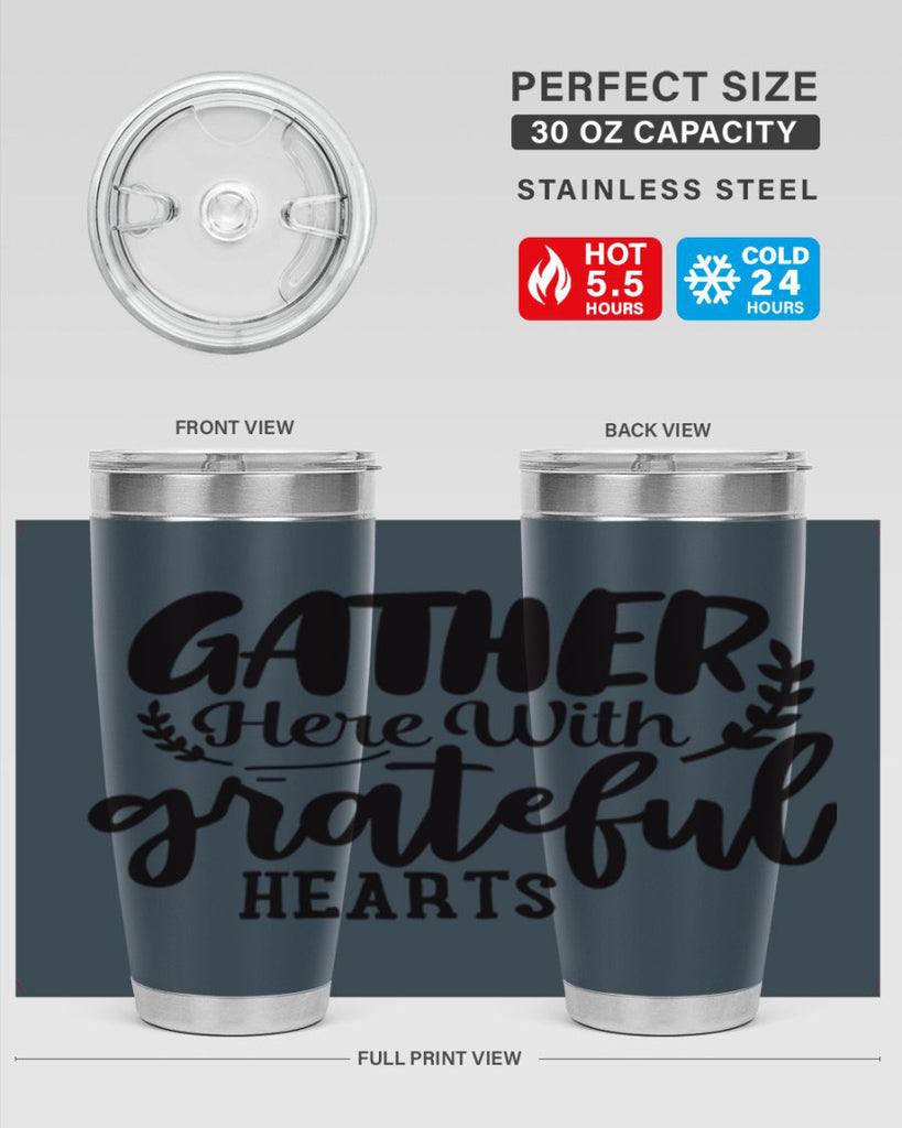 gather here with grateful hearts 62#- thanksgiving- Tumbler