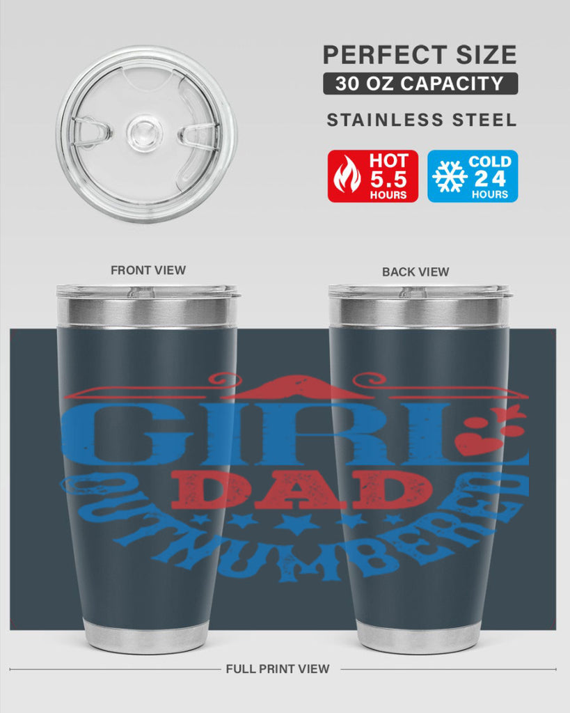 girl dad outnumbered 219#- fathers day- Tumbler