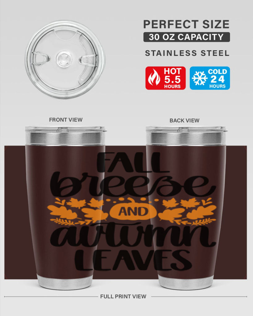 Fall Breezy And Autumn Leaves 482#- fall- Tumbler