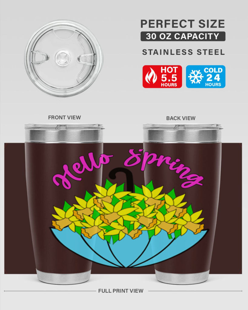 Hello Spring Umbrella Daffodils207#- spring- Tumbler