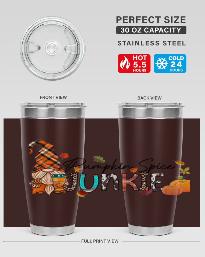 PumpkinSpiceJunkieFallGnome 567#- fall- Tumbler