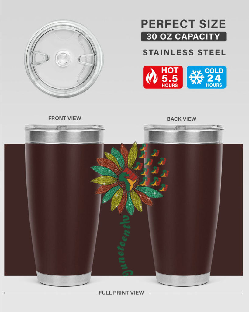 Sunflower Fist Juneteenth Black History 24#- Juneteenth- tumbler