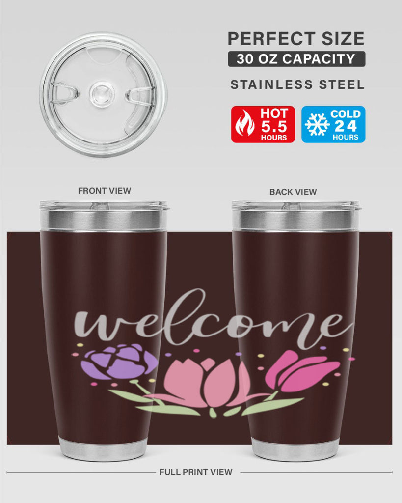 Welcome three flowers587#- spring- Tumbler